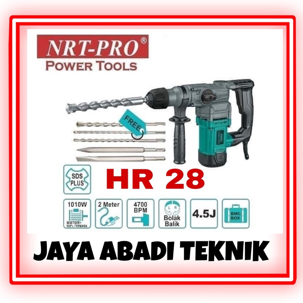 MESIN BOR BOBOK TEMBOK TERBARU NRT-PRO HR28HD Bor Bobok SDS PLUS Impact Rotary Hammer HR28 HD TERMUR