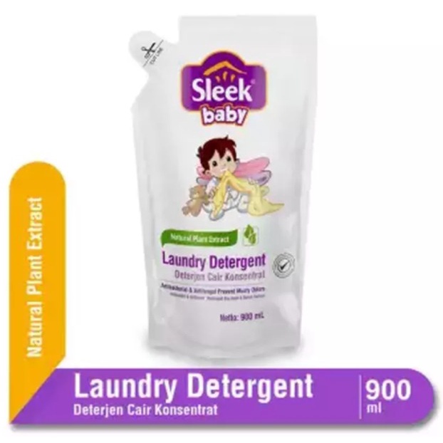 Sleek Laundry Detergent RefilL  900 ML SLEEK BABY LAUNDRY,Sleek Baby Botol Cleanser 900 Ml Refill Bottle Nipple Pembesih Botol Susu