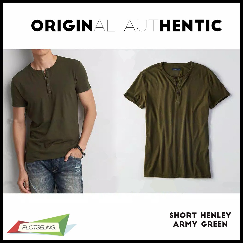 Kaos Polos Oblong HENLEY Pria Lengan Pendek IMPORT COTTON PREMIUM QUALITY - SHORT HENLEY ORIGINAL