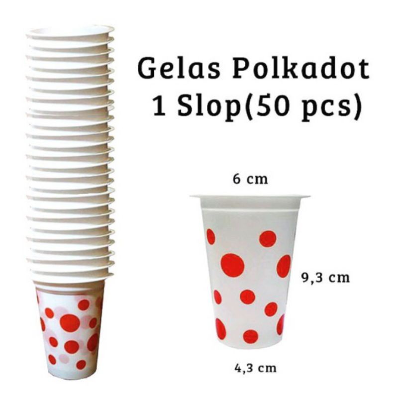 Gelas plastik cup bola-bola /gelas plastik polkadot bola putih