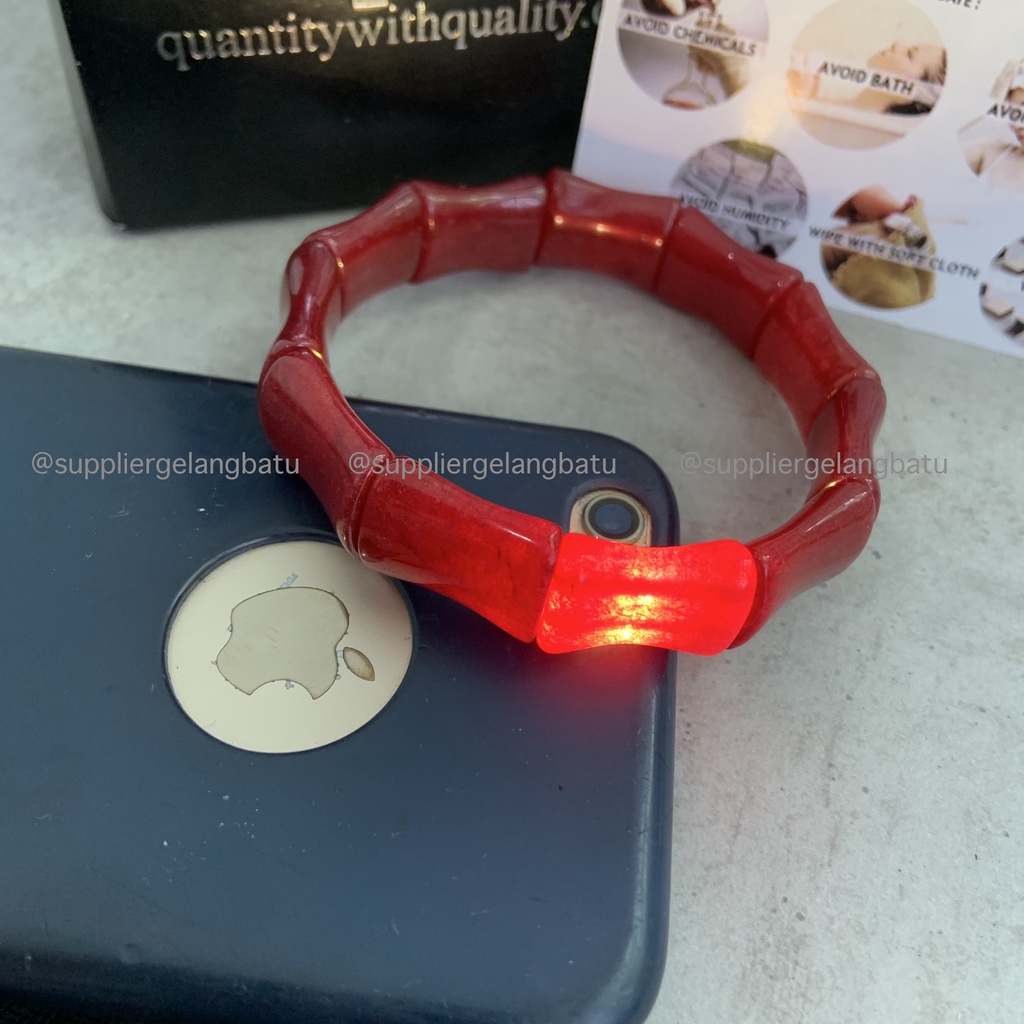 Gelang Batu KORAL MERAH TULANG limited batu alam RED CORAL akik serat