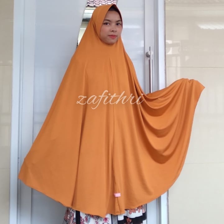 Jilbab Syar'i Super Jumbo Ped Jersey Ori Zafithri-mustard ped