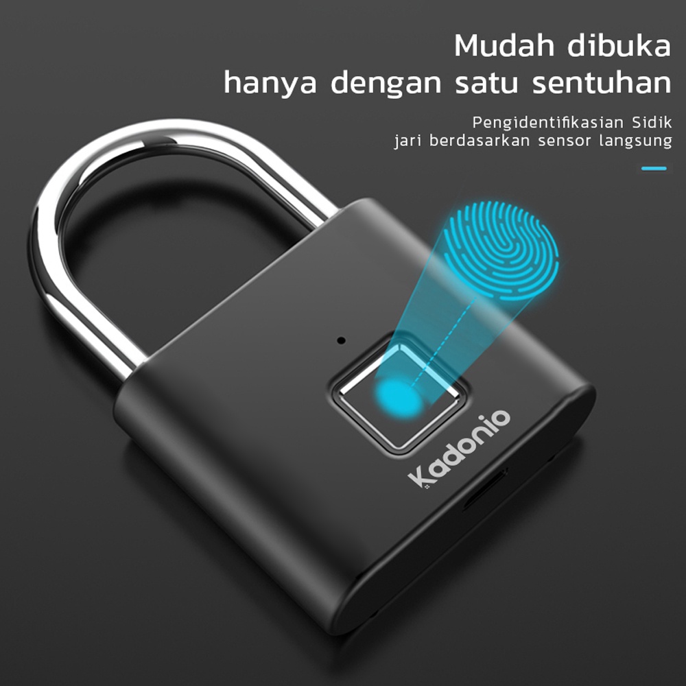 Kadonio kunci gembok sidik jari Smart Fingerprint Padlock Security gembok pagar pintu anti maling kunci gembok pintu