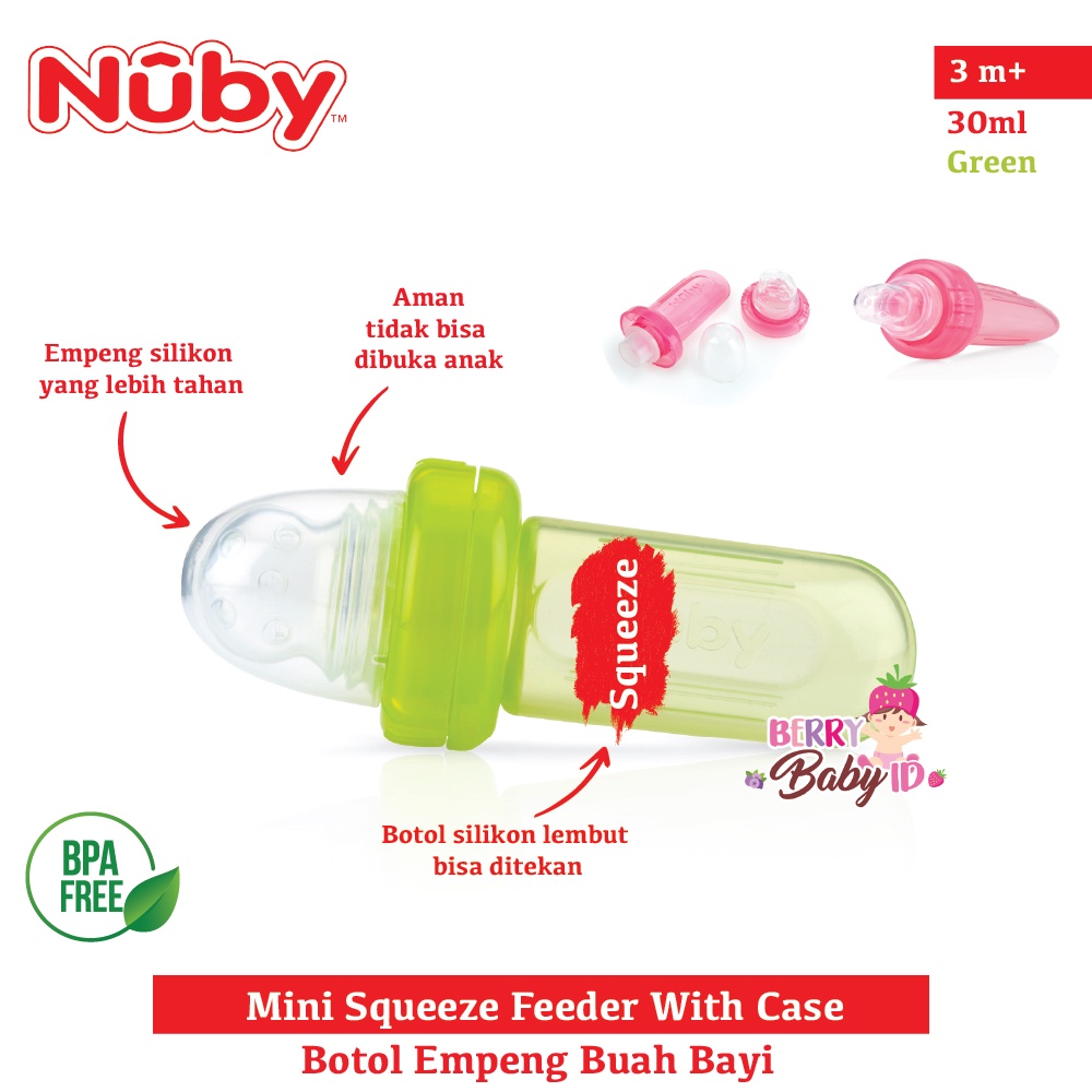 Nuby Mini Squeeze Feeder Baby Food Feeder Squeeze Silikon 3m+ Berry Mart