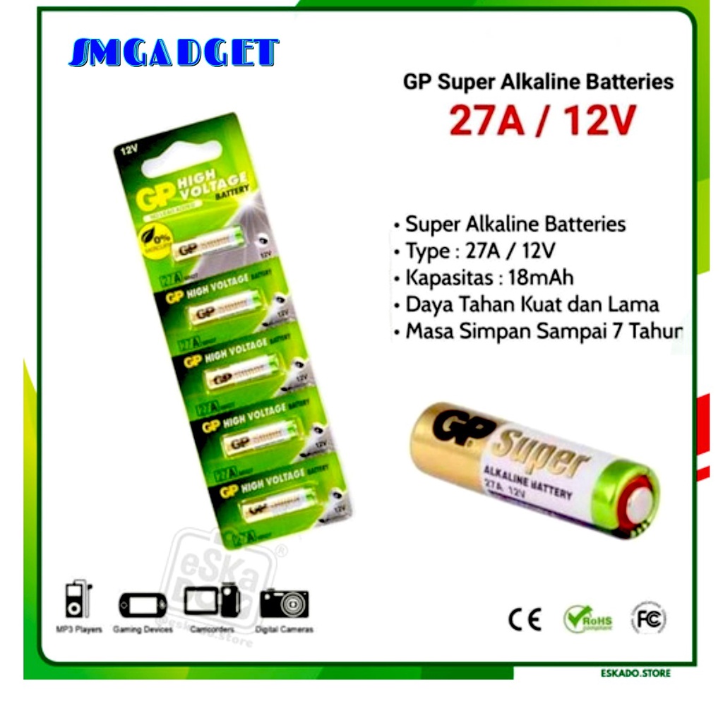 Baterai GP Ultra Super Alkaline GP 27A GP27 GP27A 27 MN27 12V Battery