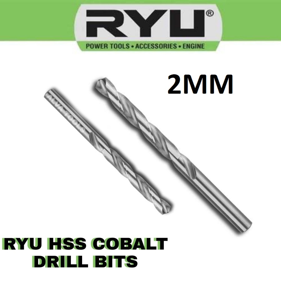 RYU HSS COBALT DRILL BITS 2MM 2 MM MATA BOR BESI BAJA STAINLESS