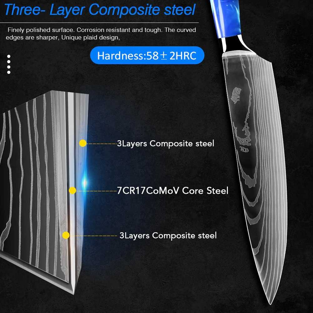 TD-DA1 MYVIT Pisau Dapur Kitchen Damascus Pattern - LFG56