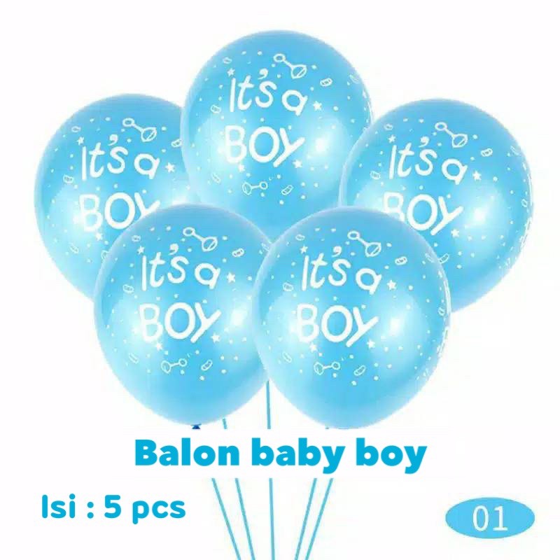 balon bany shower balon baby boy bablon baby girl isi 5 balon 12&quot; tebal high quality pink biru