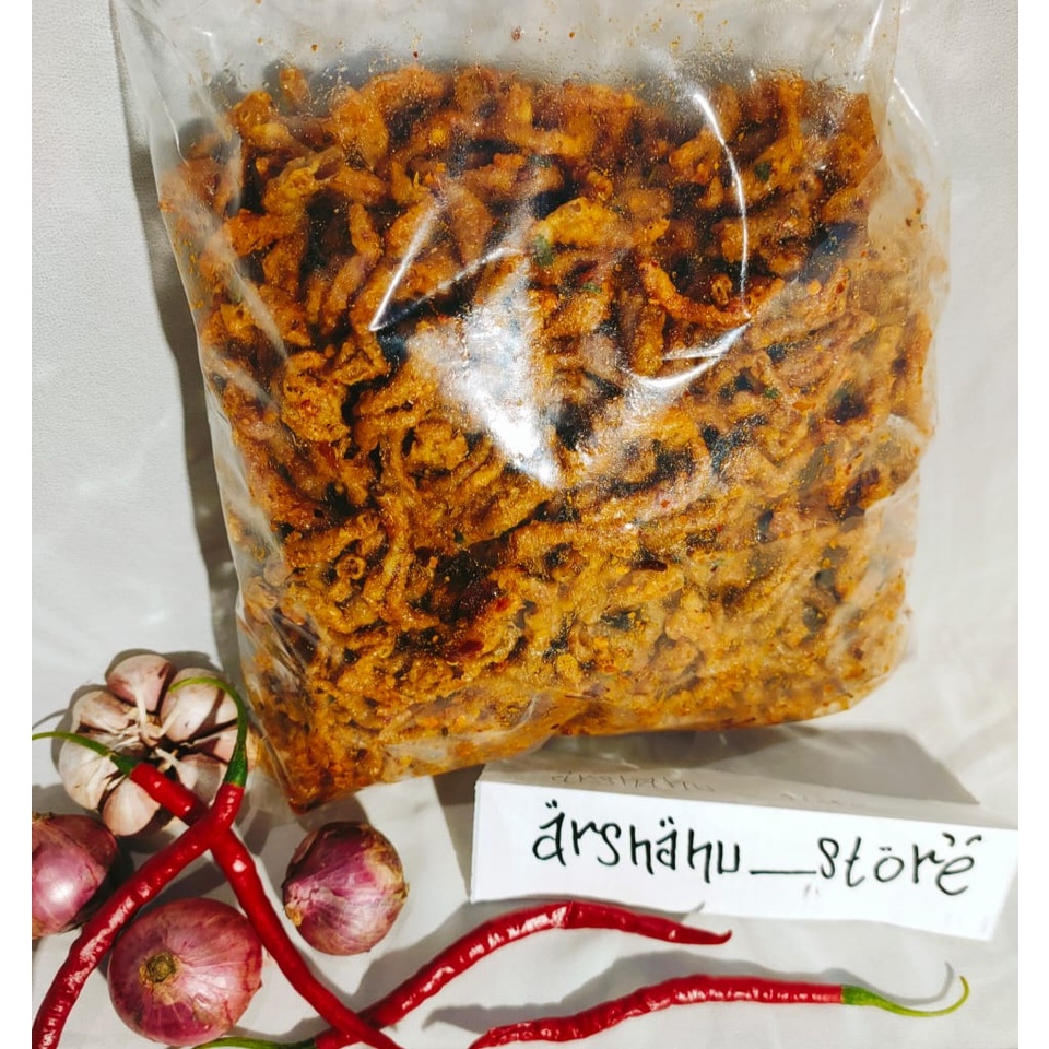 

Usus Crispy pedas Bumbu Rempah Daun Jeruk Sultan Kemasan 1kg