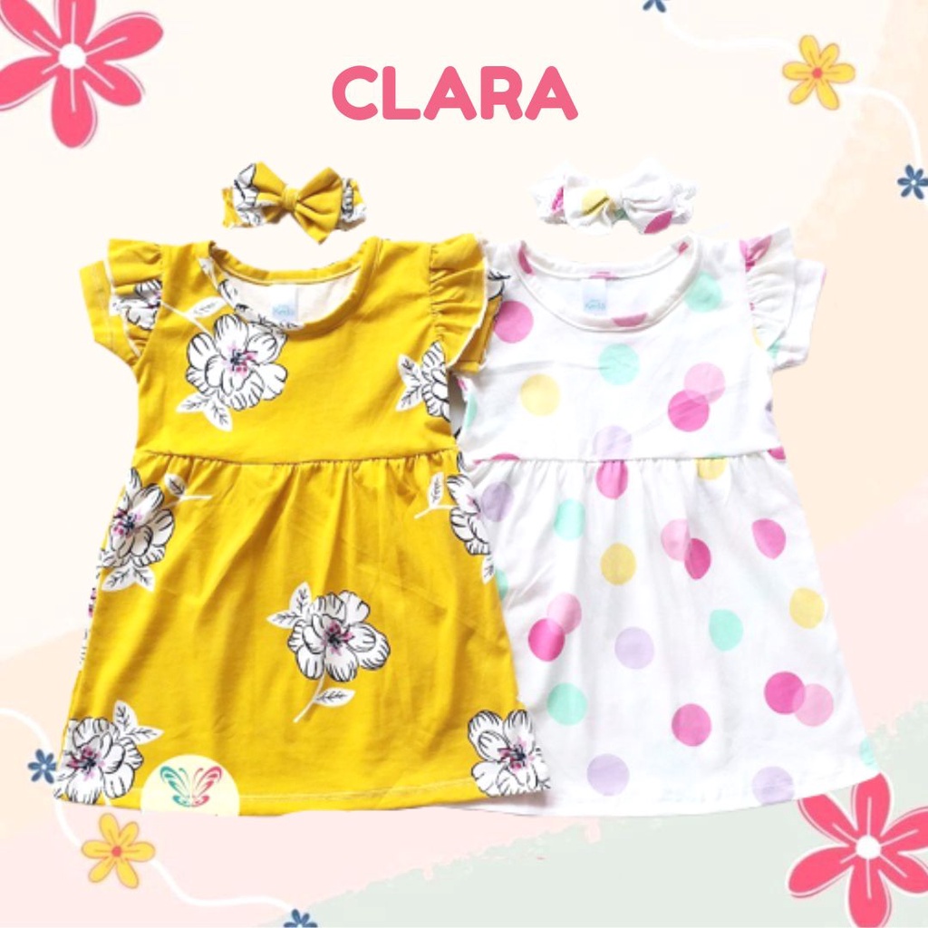 Plazababyku MX DRESS CLARA dress bayi bunga 3-18 bulan Free headband