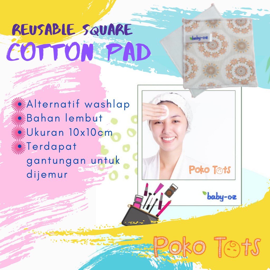 Baby Oz Reusable Cotton Pad Pads Pengganti Kapas Pembersih Wajah Bisa Dicuci Ulang Cottonpad Square