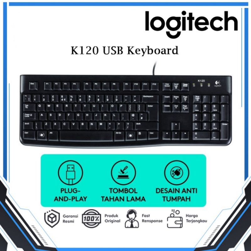 Logitech K120 USB Keyboard GARANSI RESMI