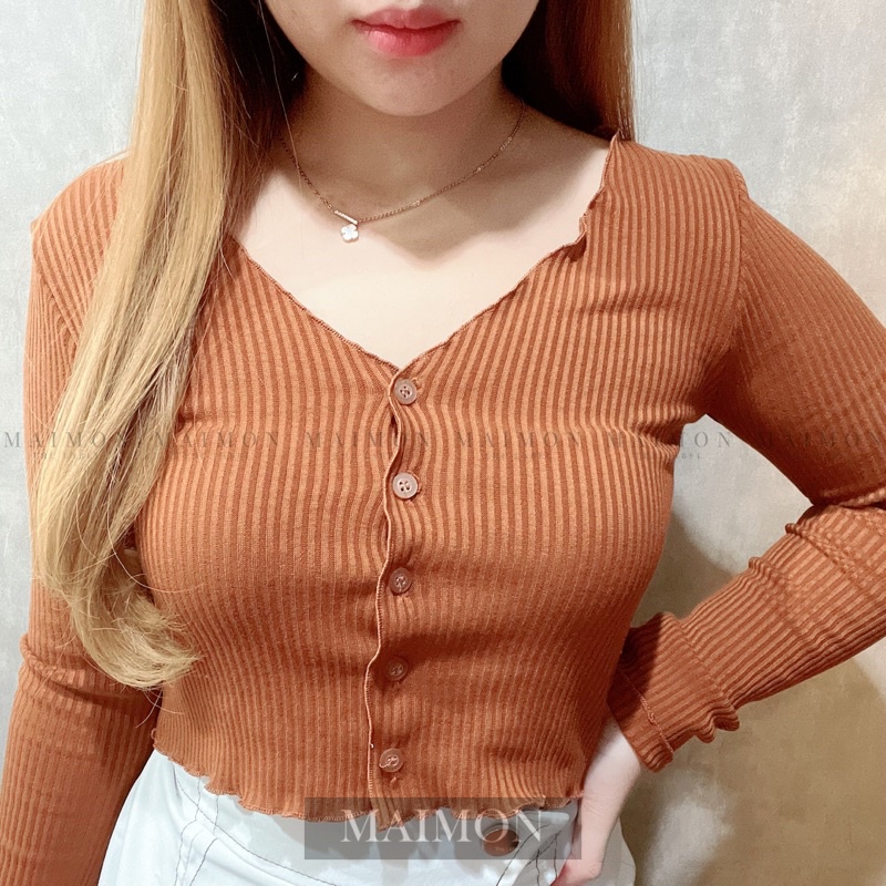 Lettuce Long Sleeve Knit Top | Atasan Wanita Korean Fashion | Maimon Grosir