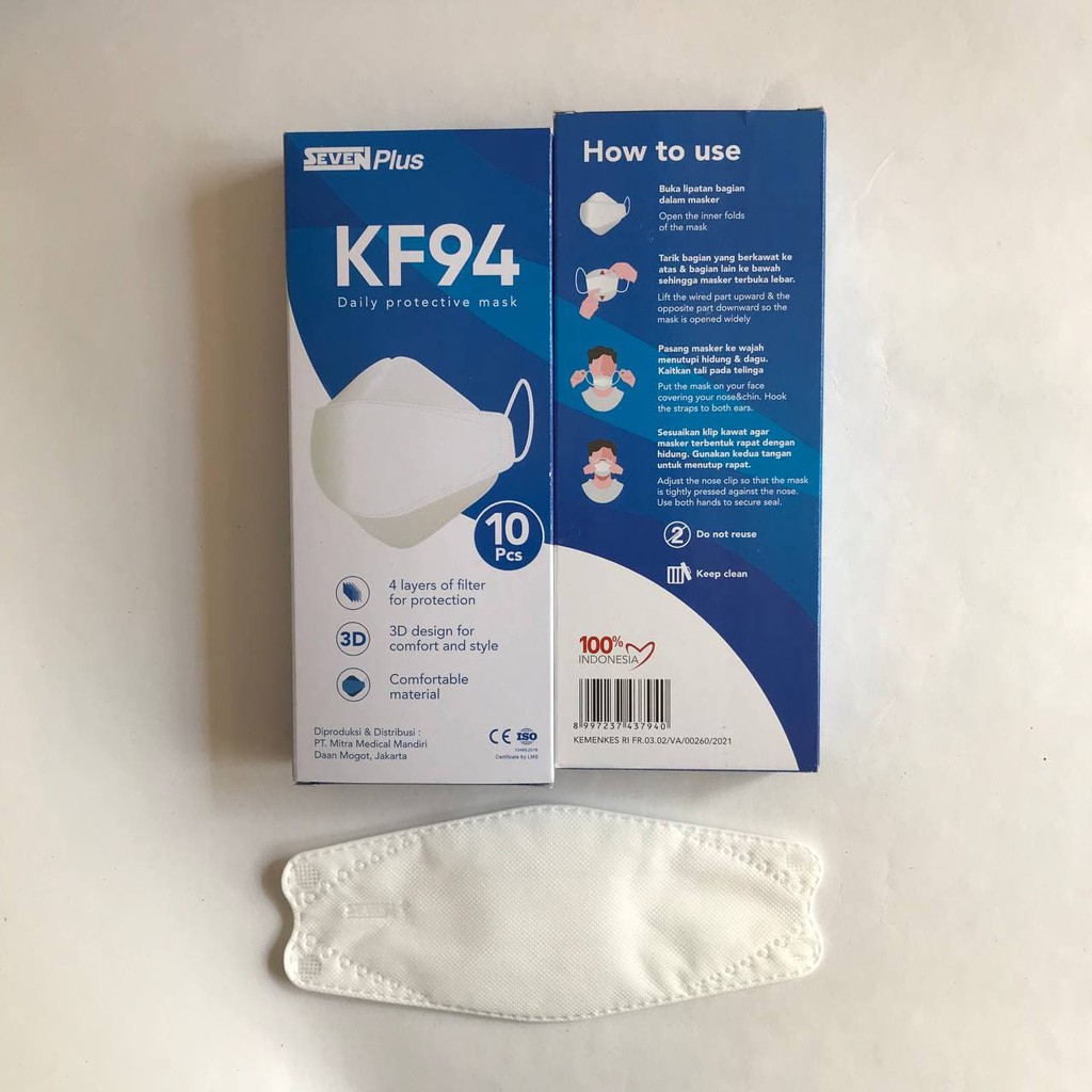 Masker KF94 SEVEN Plus / Masker KF94 4ply isi 10pcs