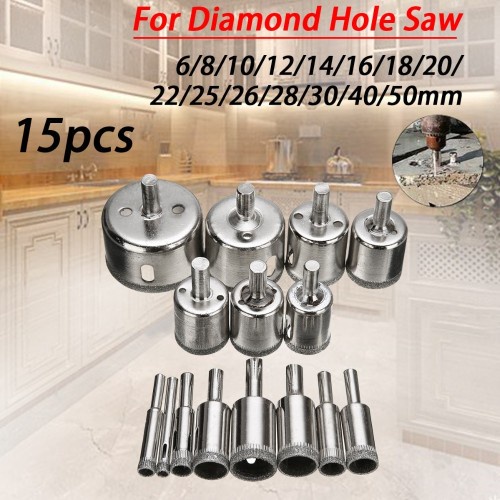 Taffware Mata Bor Diamond Coated Hole Saw Drill Bit 6mm-50mm 15 PCS