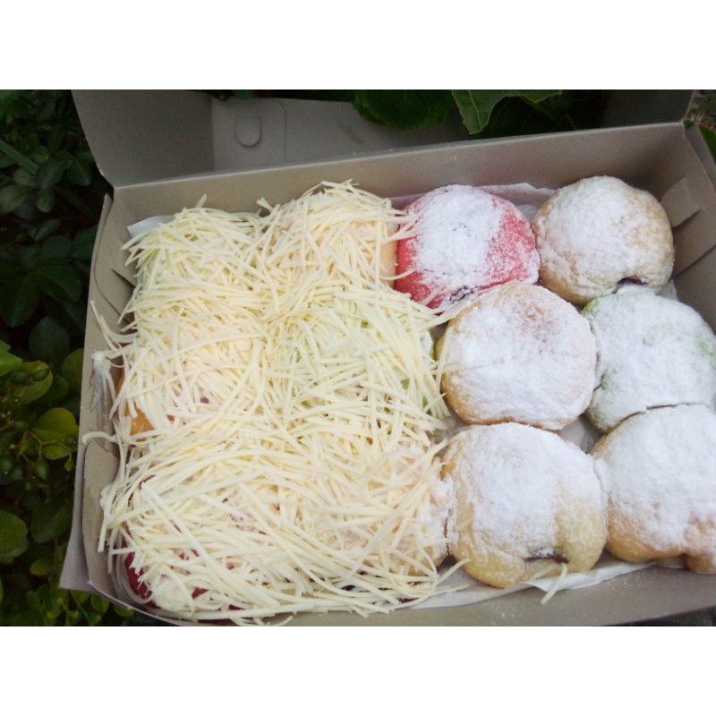 

donat mix bomboloni mini dan jabrik mini pandan original redvelvet