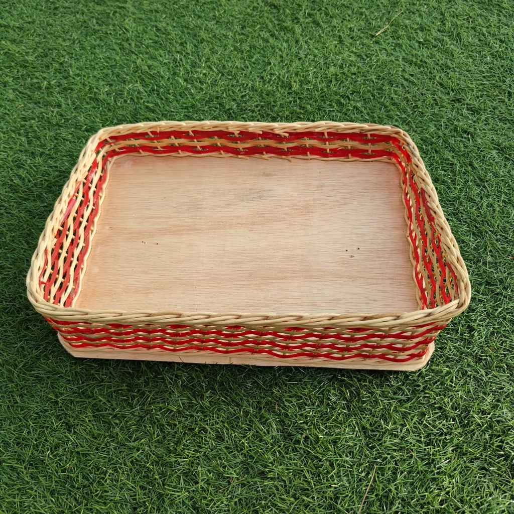 Kerajinan Tangan Rotan Keranjang Parsel Sender Merah Medium 40x30x10cm