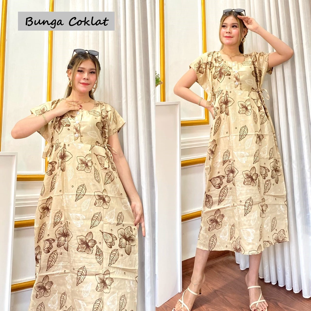 Daster Cibi Bunga Tali Kanan Kiri Busui Jumbo / Daster Kekinian Model Terbaru / Coza Batik