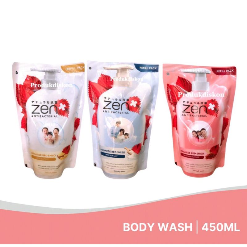 Zen Antibacterial Body Wash Refil 450mL / Sabun Cair Refil