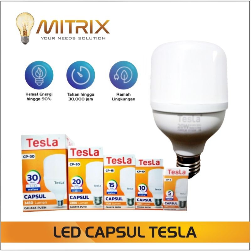 Lampu Bohlam LED Tesla Capsul 5w / 10w / 15w / 20w / 30w
