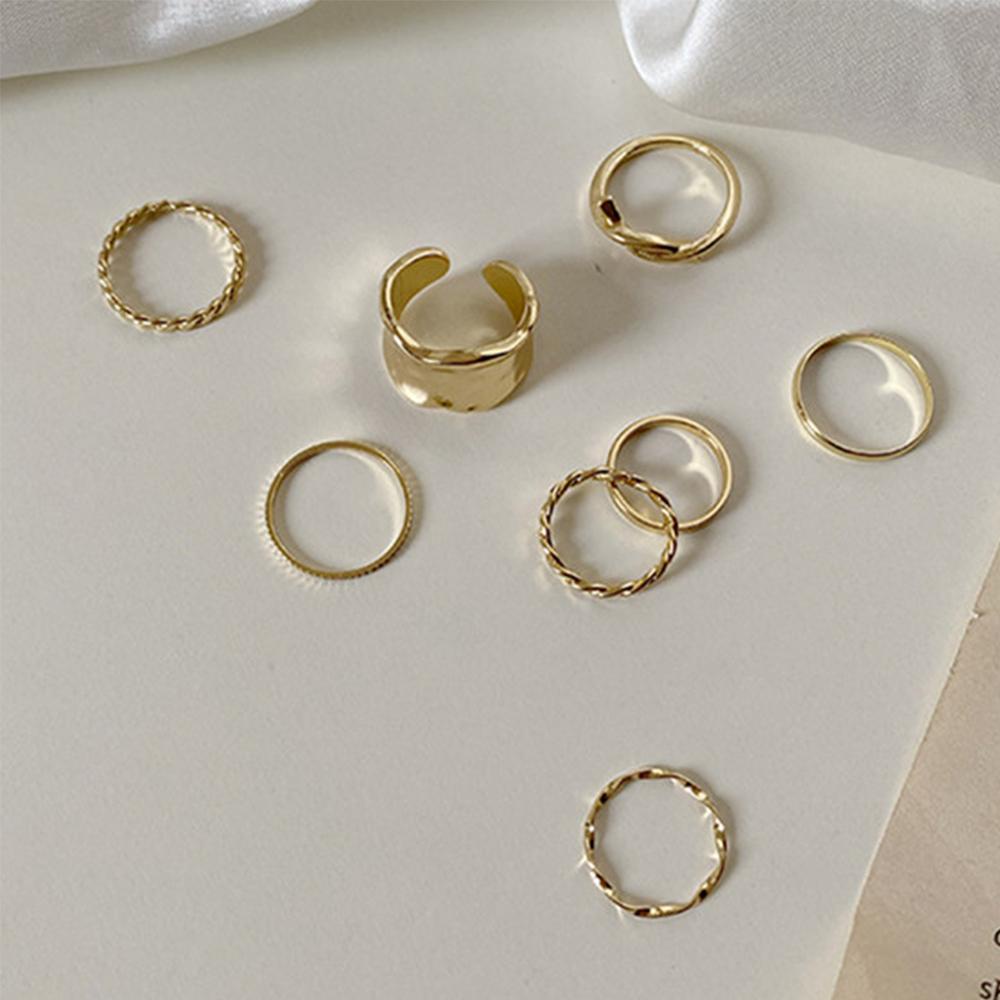 Set Cincin Bahan Metal Gaya Minimalis Untuk Wanita