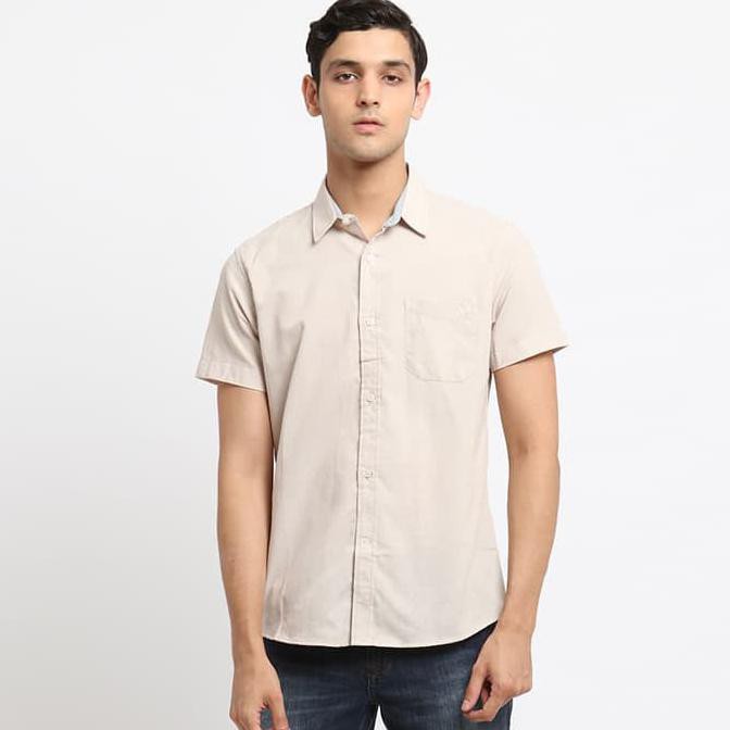 Edwin Jeans Oxford Shirt Lengan Pendek Oxford Khaki - Cokelat, S