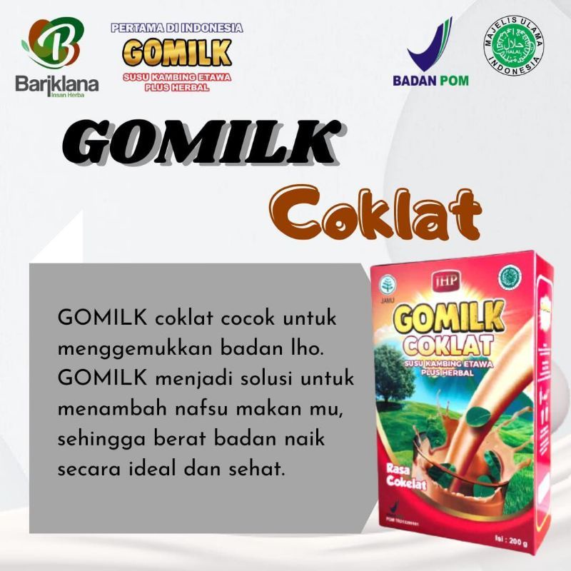 

Gomilk susu Kambing etawa plus herbal rasa COKLAT