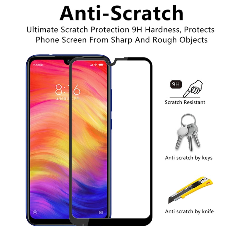 3 In 1 Tempered Glass For Xiaomi Redmi Note 7 Pro Screen Protector + Camera Lens Glass + Metal Ring