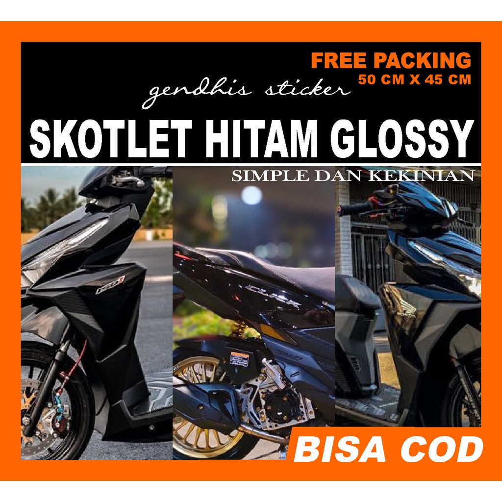 Skotlet Hitam Glossy / Skotlet Vario Hitam / Stiker Vario Hitam Glossy
