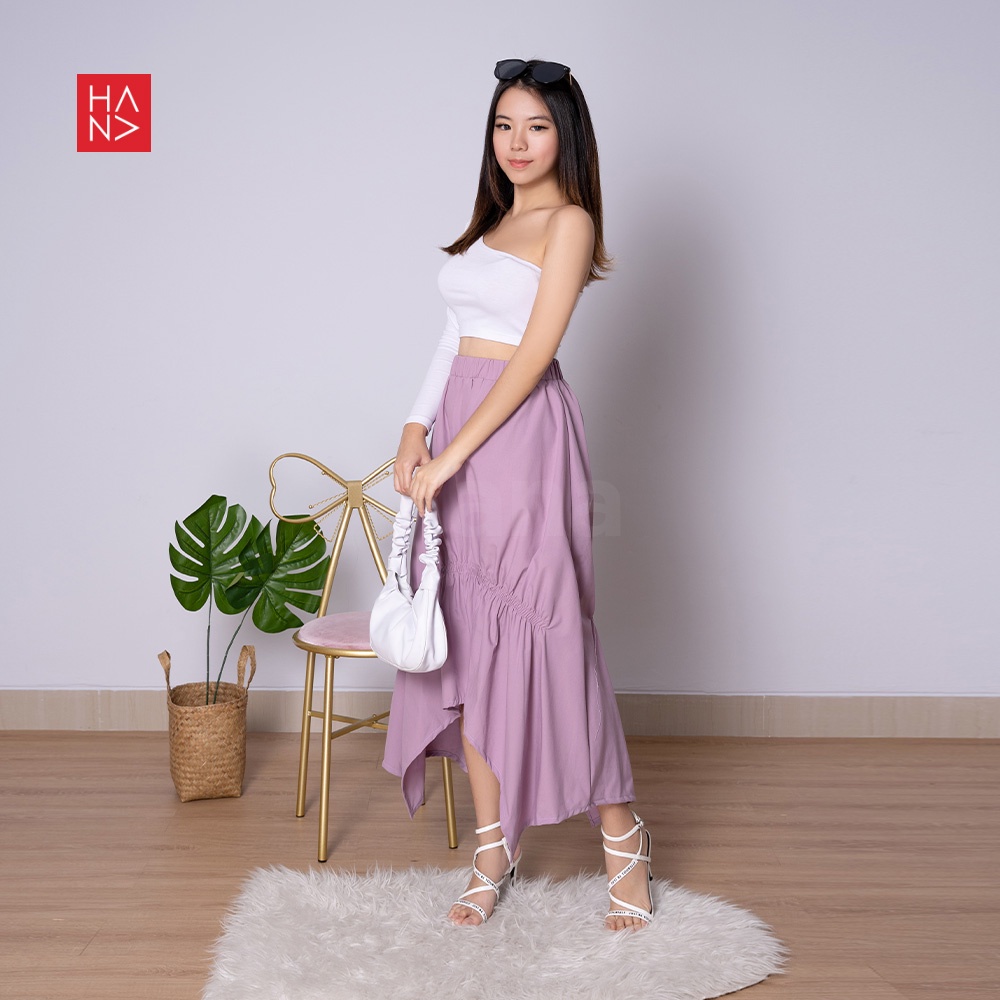 HanaFashion - Rexy Midi Skirt Rok Wanita Korean Look - SK034-Lilac