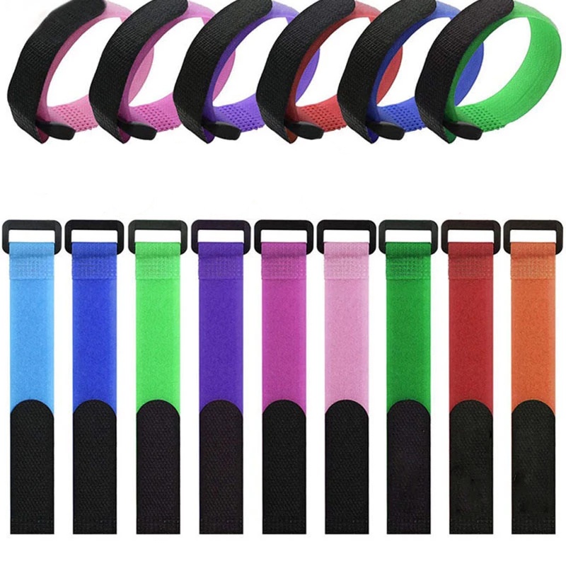 1Pc Nylon Reverse Buckle Elastic Tape Velcro Belts Cable Tie / Fishing Clasp Fixed Sticky Fastener Straps For Fishing Rod Hook Loop