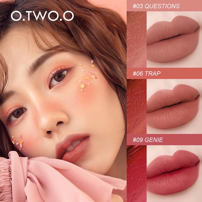 O.TWO.O Lip Cream Matte Lipstick Waterproof Lip Tint Long Lasting Lip &amp; Cheek Mud