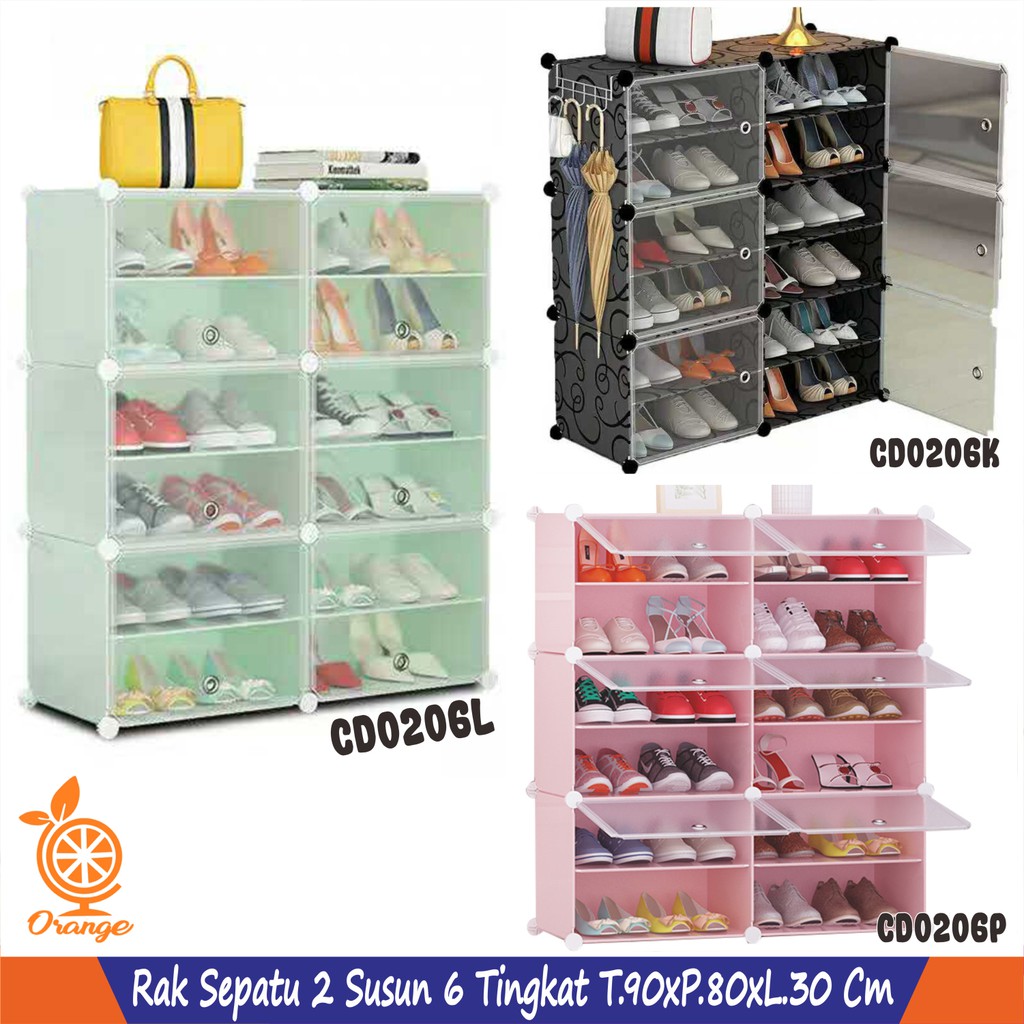 Rak Sepatu Portable Rak 2 Susun 6 Tingkat serbaguna Rak Sepatu 6 Tingkat Rak Susun