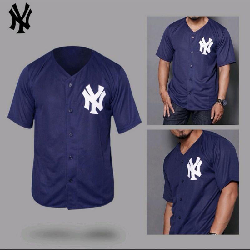 Kaos Baju Kemeja Jersey Baseball NY Pria &amp; Wanita - Ungu