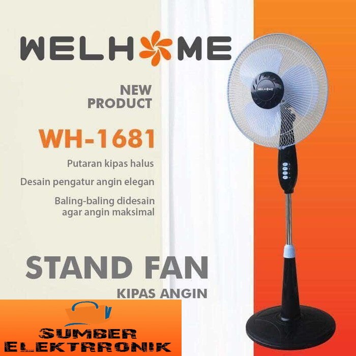 Kipas Angin Berdiri / Stand Fan 16 Inch / 16&quot; Welhome WH-1681 Murah