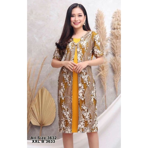 DRESS NATAL / DRES SCUBA KOMBI TILE PREMIUM