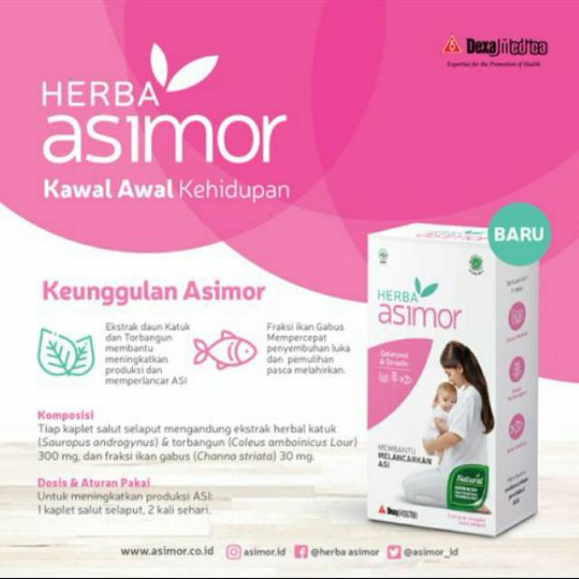 Asi Booster Pelancar Asi Herba Asimor 30 Kapsul - Katuk, Torbangun, Ikan Gabus