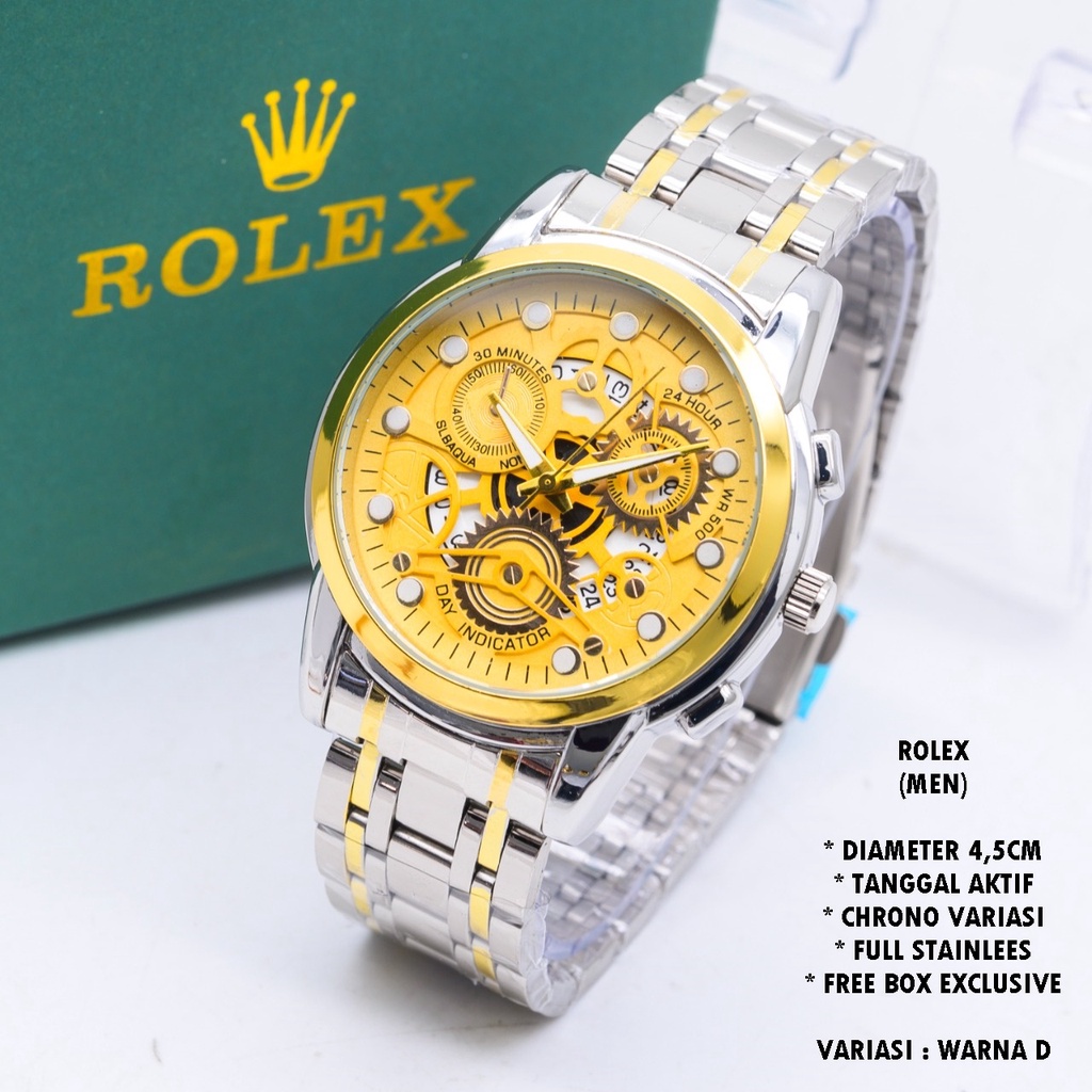 (FREE BOX) JAM TANGAN PRIA FASHION RANTAI BODY BULAT TANGGAL AKTIF