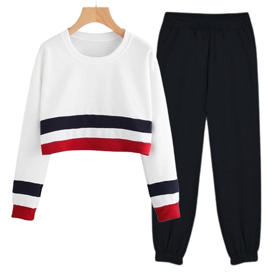 BESS - Setelan Set Wanita Murah / Setelan Set Sweater Crop + Jogger  - JESSIE