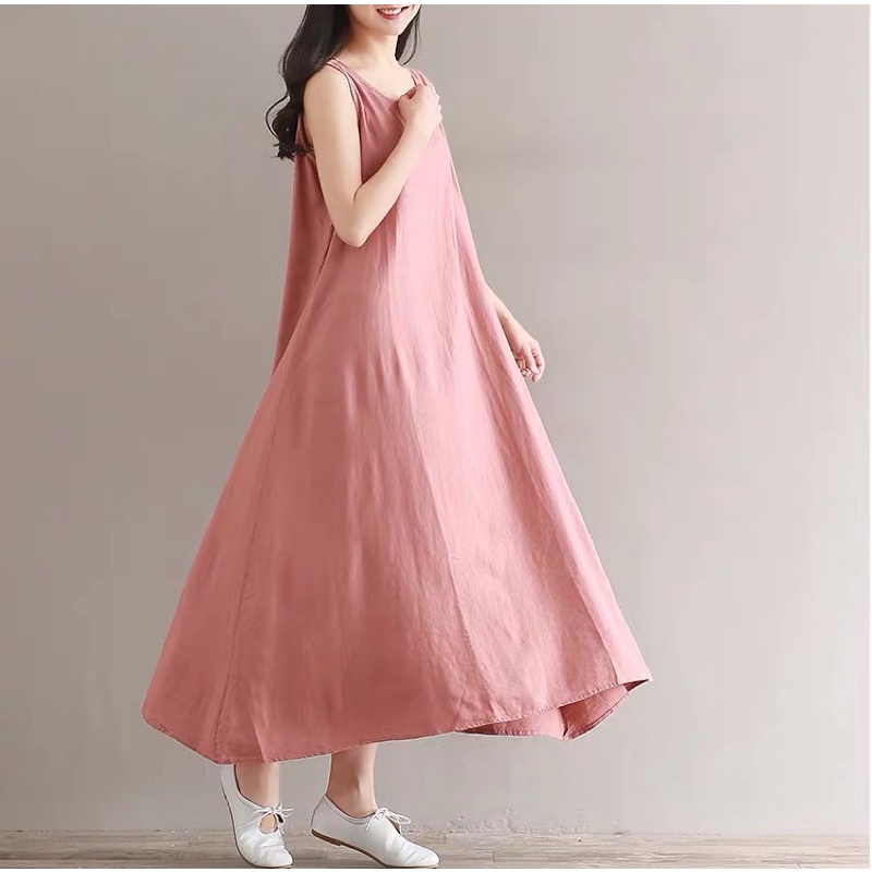 FIONA OVERSIZE - CASUAL DRESS POLOS - MAXI DRESS - PAKAIAN TERLARIS - DRESS KOREA - KOREAN STYLE-Soft dusty