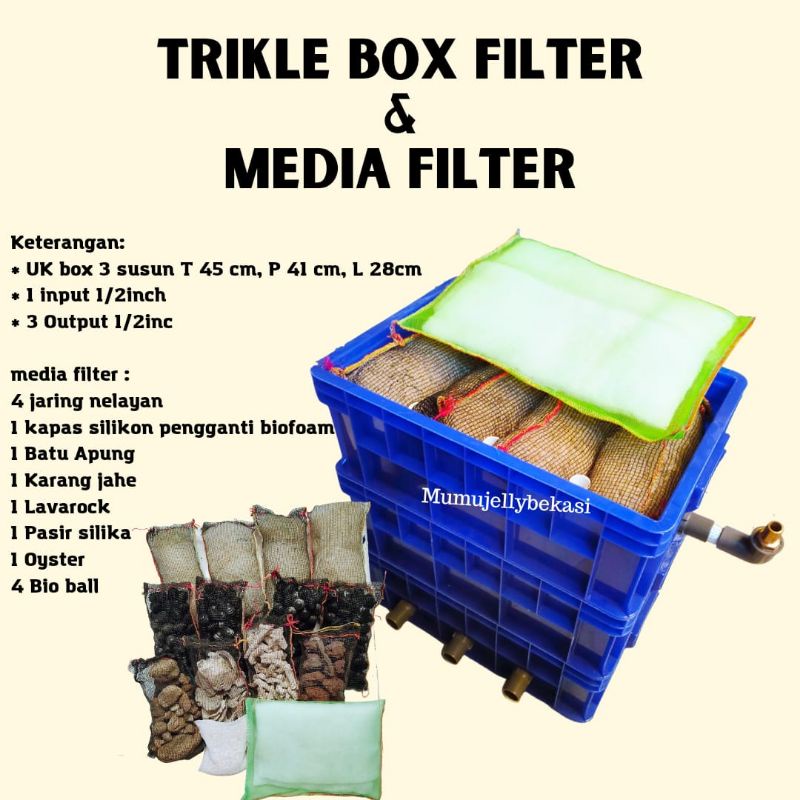 TRICKLE BOX FILTER KOLAM IKAN DENGAN MEDIA FILTER KOLAM