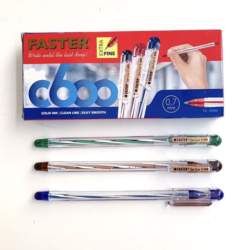 

PULPEN FASTER C600 (12pcs) HITAM BIRU MERAH