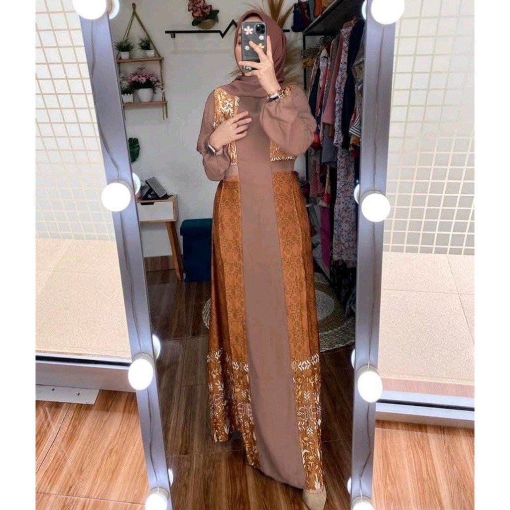 GAMIS WOLLYCREPE MAXMARA POLOS KOMBINASI UKURAN ALLSIZE COCOK BUAT BAJU SERAGAM LEBARAN