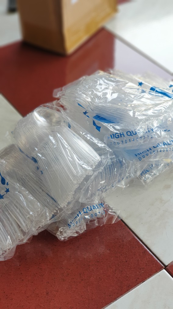 Sendok Makna Plastik Bening / Sendok Makan Bening Panjang Catering Isi 25pcs Garpu Plastik Bening