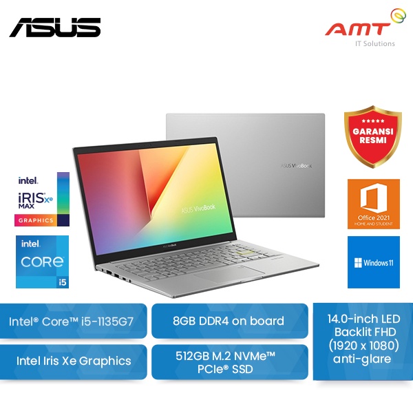 ASUS VivoBook  14 K413EA 14" FHD i5-1135G7 8GB Iris Xe 512GB SSD W11 OHS