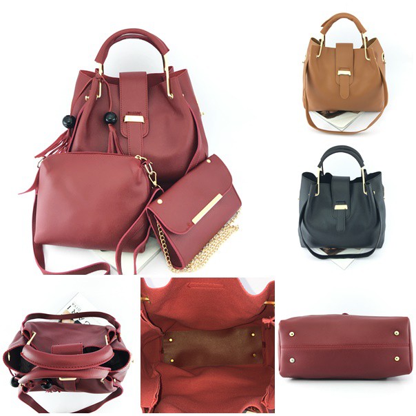 JK 603 TAS WANITA FASHION IMPORT SET 3 IN 1 C8210 Y4015 T205 U889 P8799