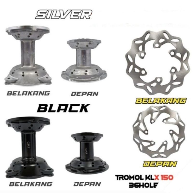 Tromol Set Klx Depan Belakang Plus Cakram Lubang 36 Hole