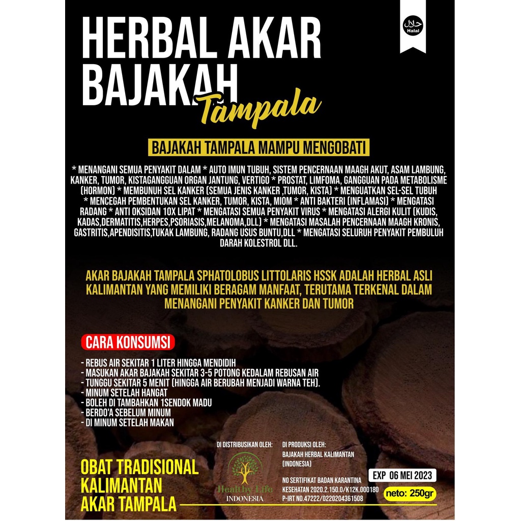 Teh Bajakah Asli Kalimantan Teh Akar Bajakah Obat Herbal Asam Lambung Obat Asam Lambung Obat Maag-Akar Tampala 0,25 kg