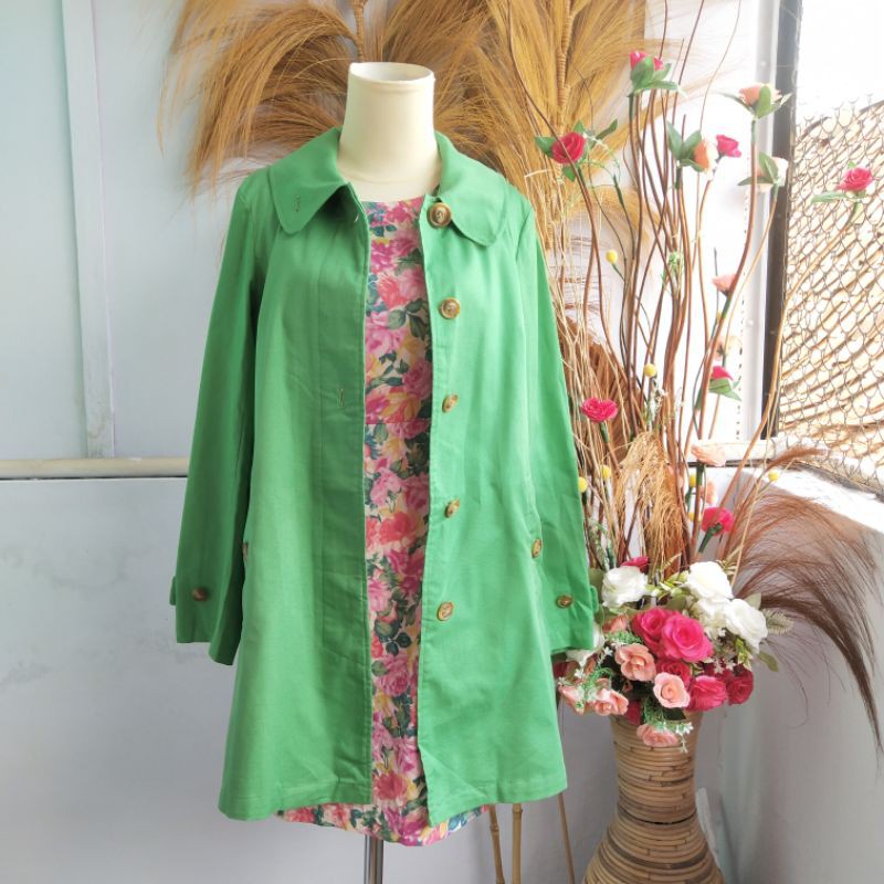 (LD 98) PL Coat Hijau (Brand "AS KNOW AS") Kode 03 Preloved Coat