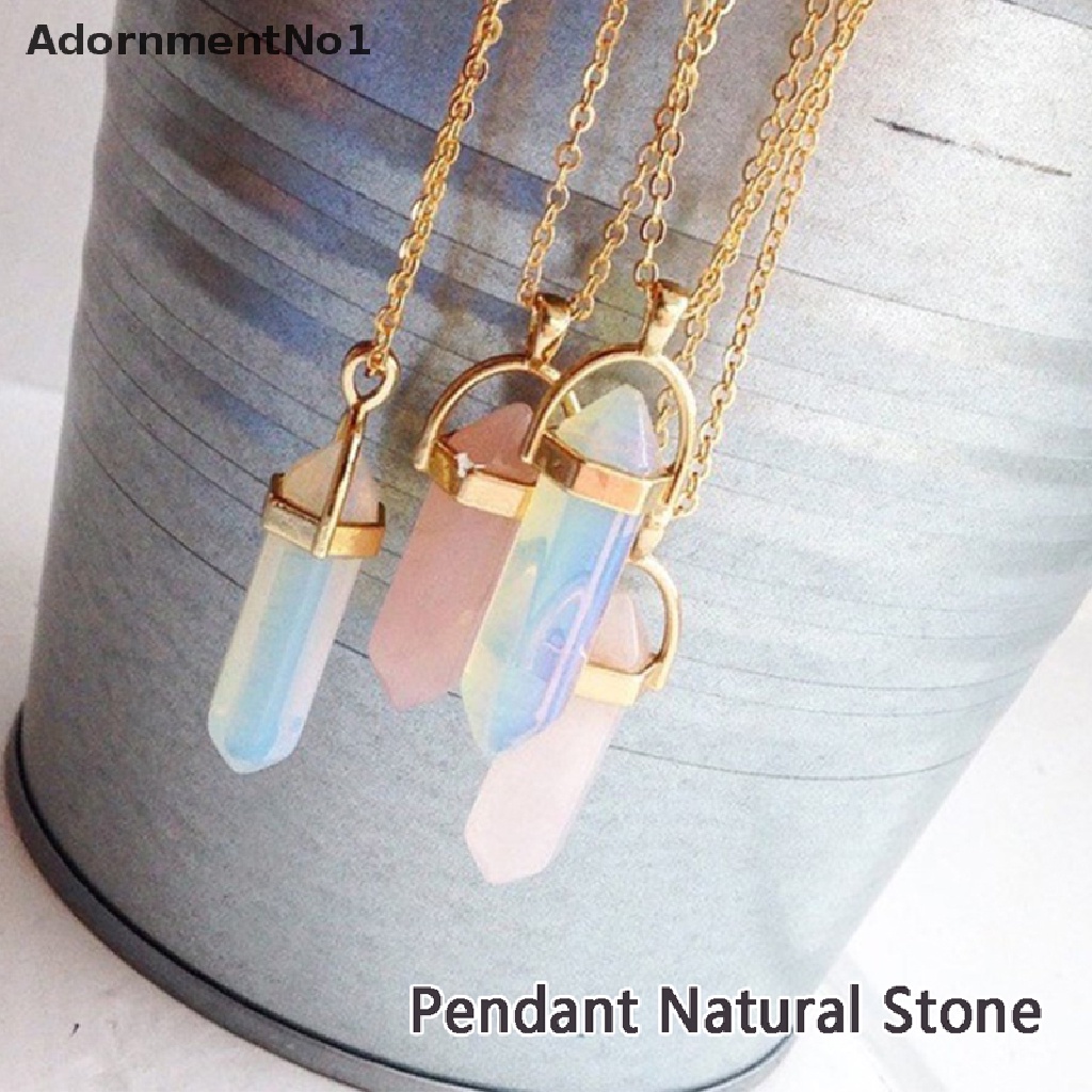 (AdornmentNo1) 1pc Kalung Rantai Liontin Batu Kristal Vulkanik Alami Gaya Rock